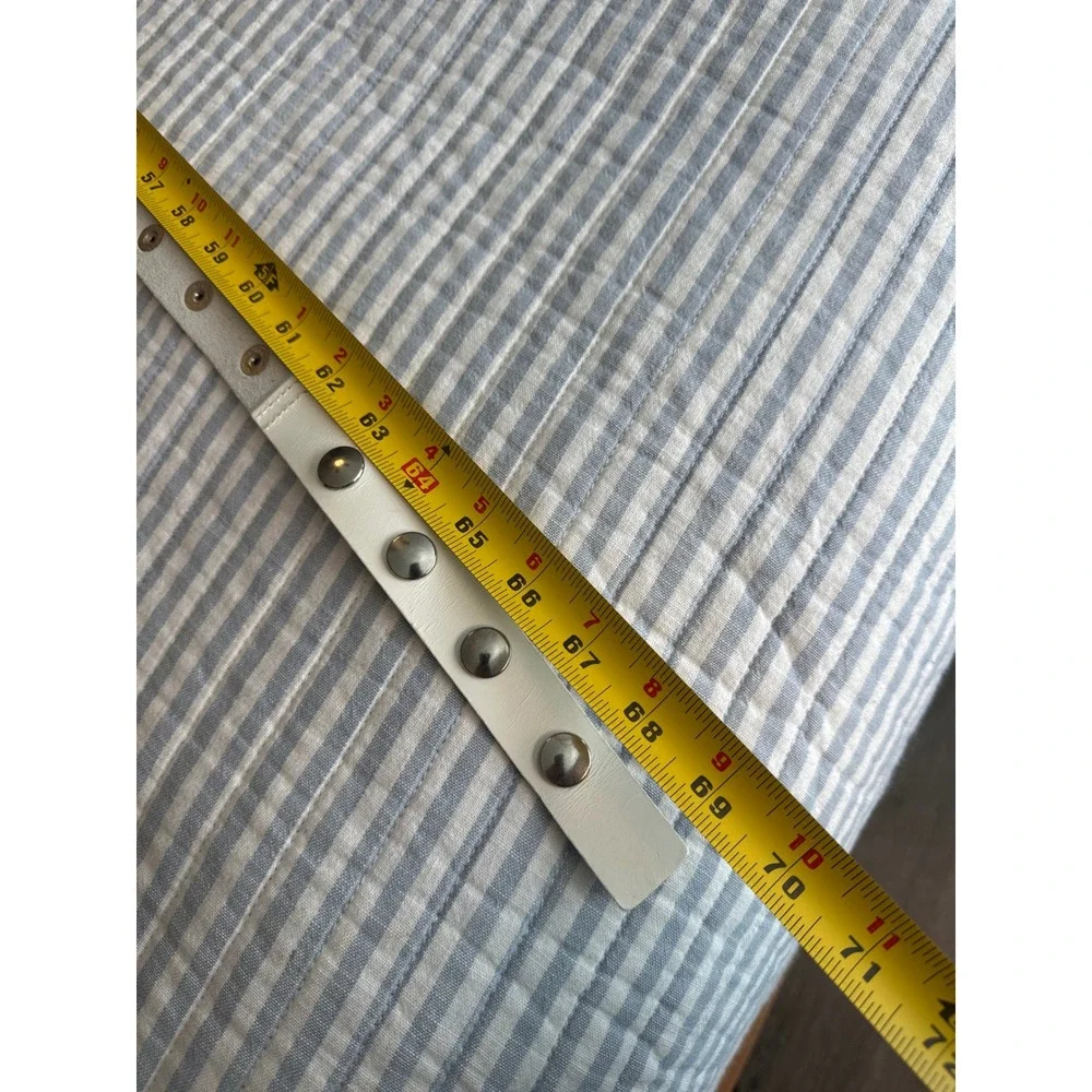 Omega White Studded Belt Silver‎ Ring Buckle Y2K 90s Mod Statement Accessory